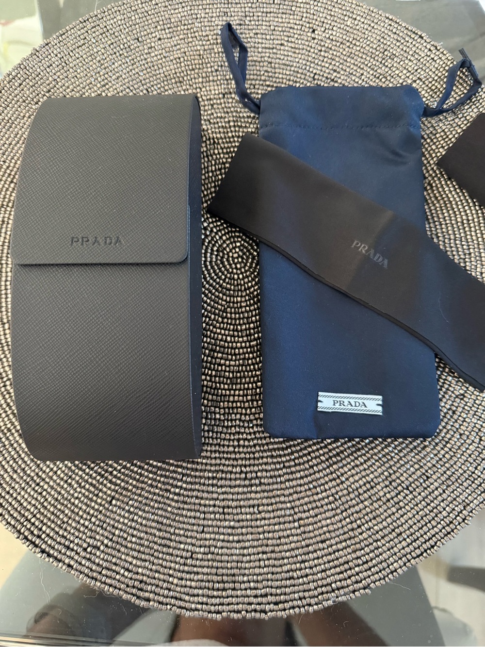 Prada Black Eyeglasses Sunglasses Case Box Pouch & Cleaning Cloth